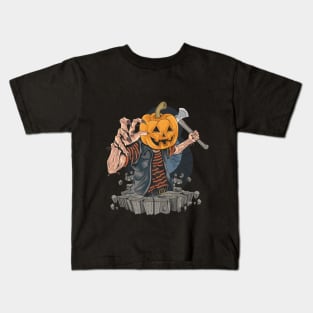 Halloween pumpkin head killer Kids T-Shirt